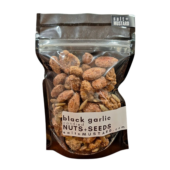 black garlic candied NUTS + SEED - salt + MUSTARD